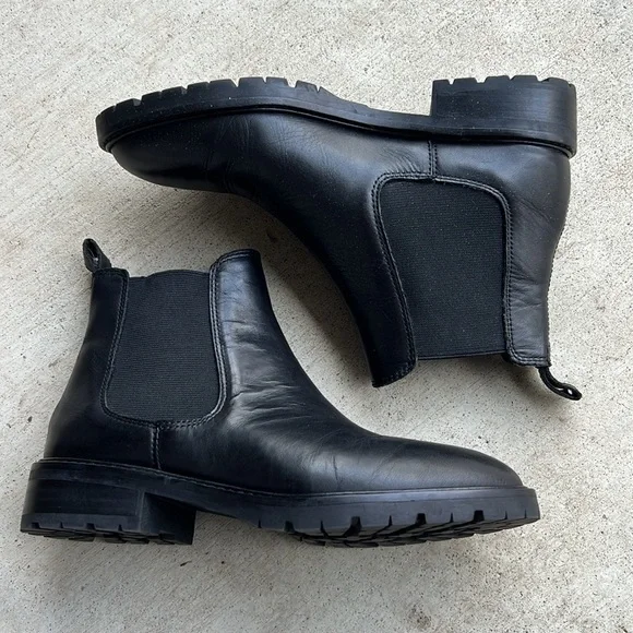 Steve Madden Womens Leopold Black Leather Round Toe Chelsea Boots Shoes Size 6 - Picture 2 of 5